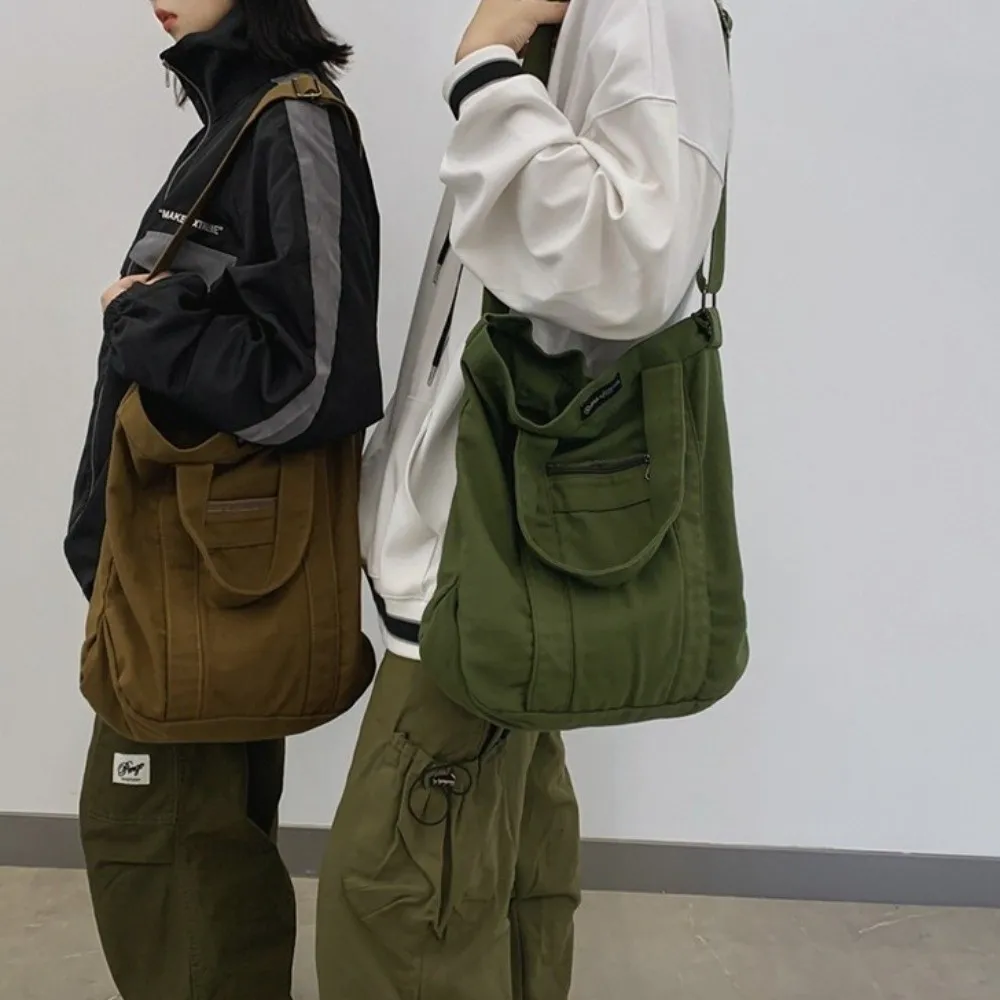 جديد قماش حقيبة كتف حقيبة بلون متعدد جيب حقيبة كروسبودي سعة كبيرة حقيبة يد الإناث طالبة