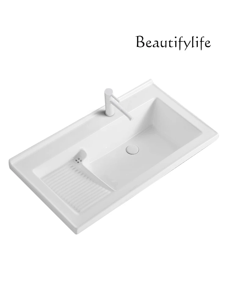 

Ceramic integrated countertop with washboard laundry laundry pool basin laundry sink household bathroom