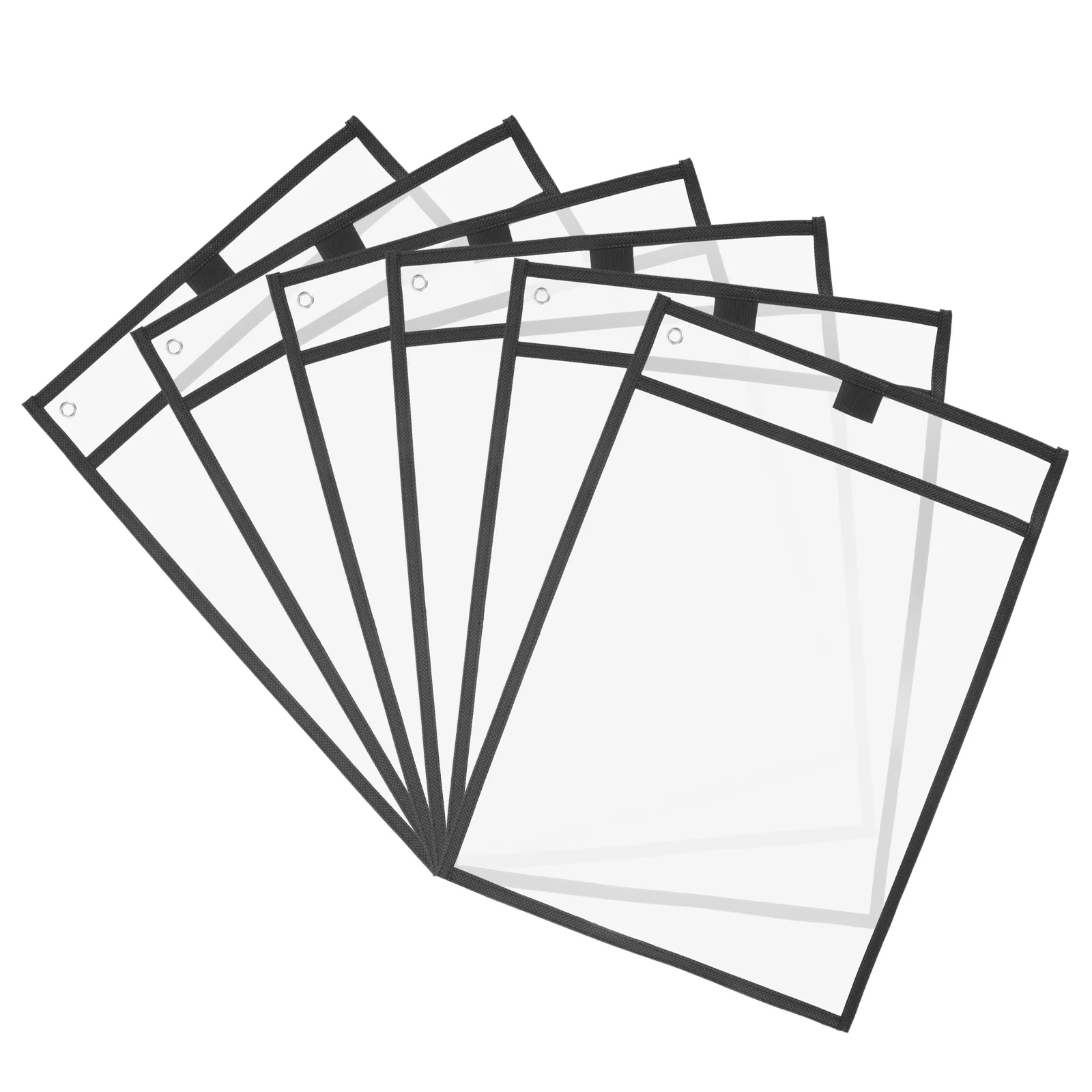 6Pcs Reusable Clear PVC Dry Erase Pockets Sleeves Marker Holder for Classroom Office Teaching Stationery Storage Bags