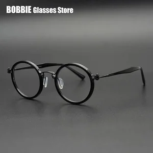 Çerçeve güneş gözlüğü, yuvarlak, retro kadınlar için, erkekler için, en kaliteli, el yapımı, titanyum, ultra hafif, vinil gözlük, japon, Kore, moda, Kore çerçevede 8 büyük satış, yuvarlak slayt-7 numara