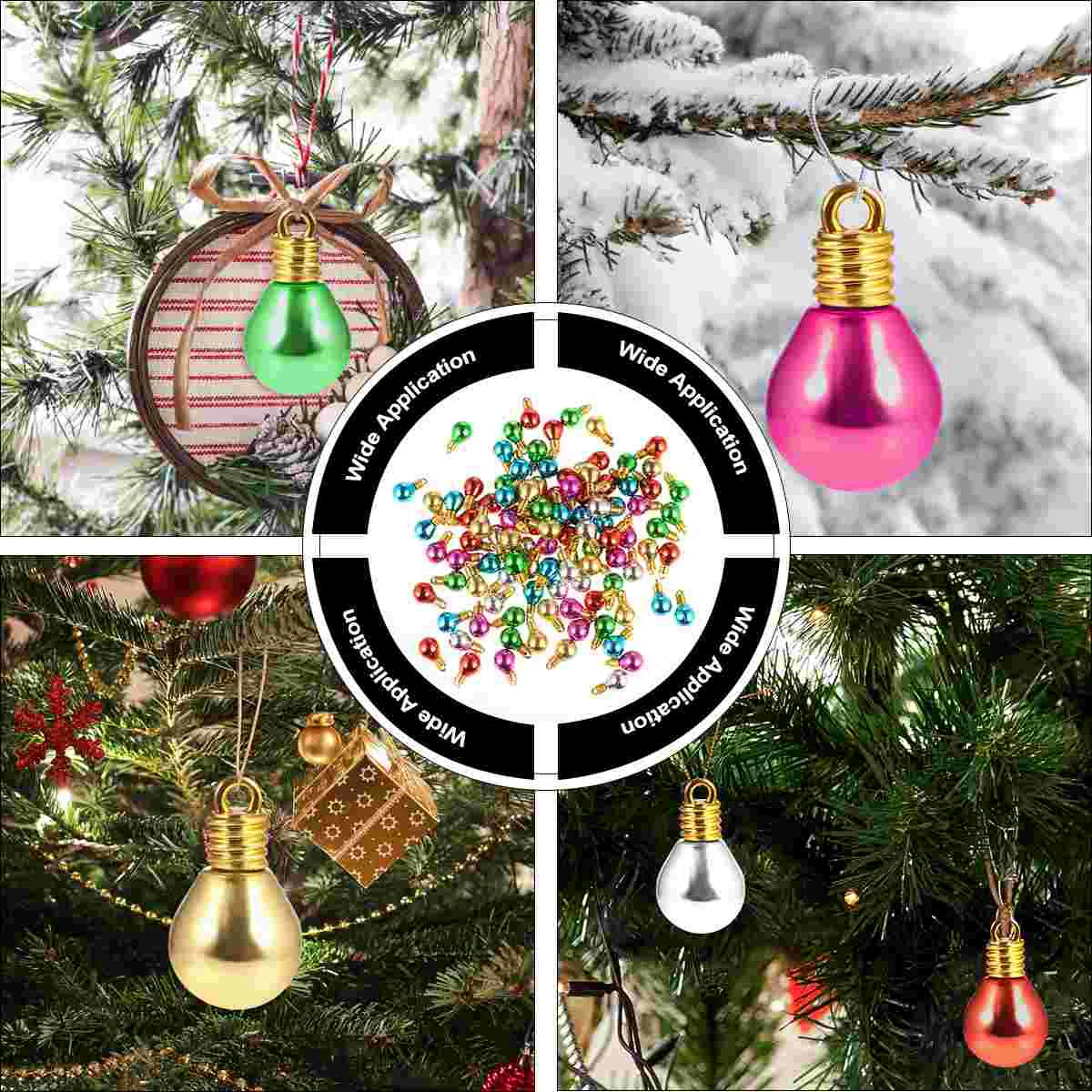 100 Stück Ornament Schmuck Weihnachten Glühbirne Lampe Mini Perlen Ornamente Kunststoff-Kits handgemacht DIY