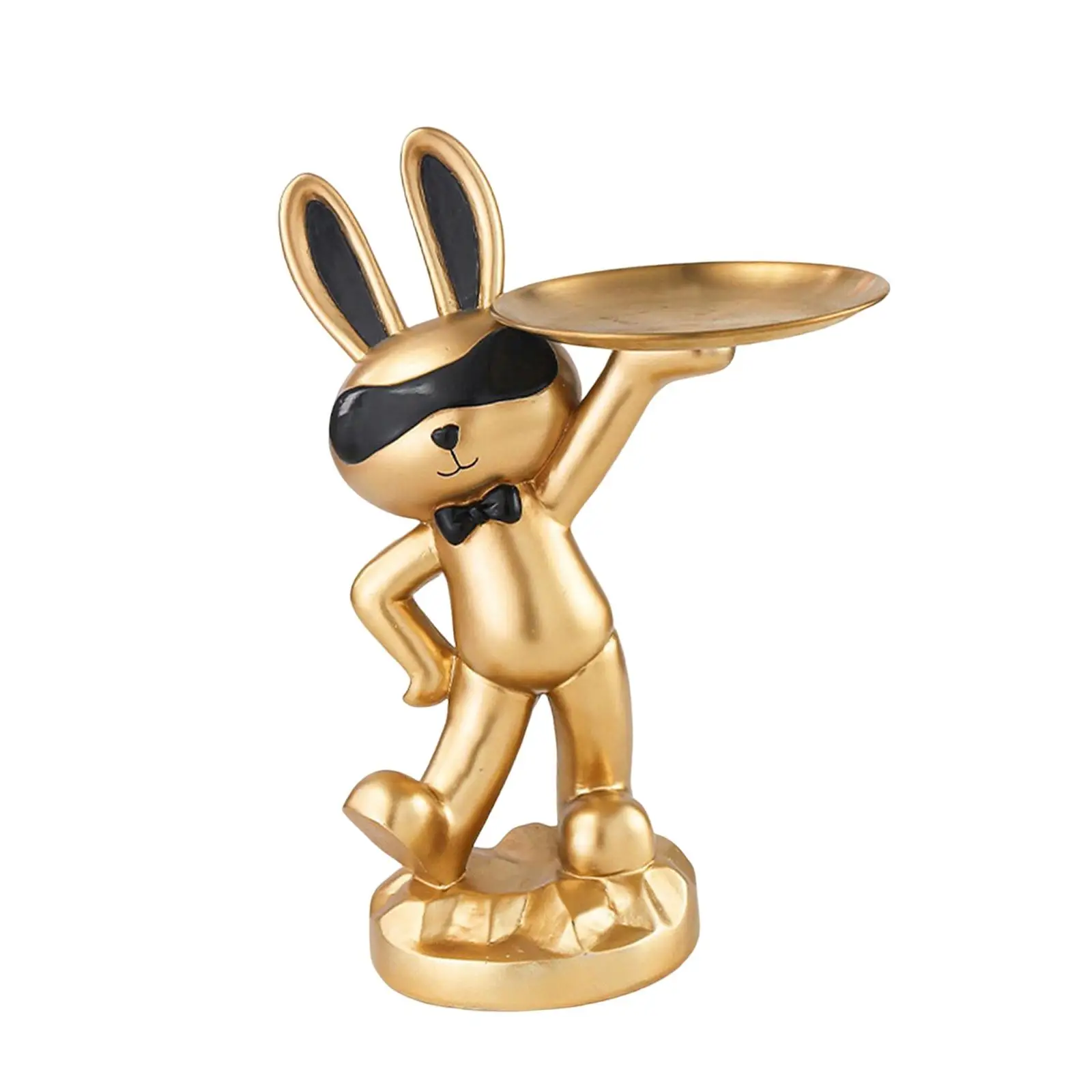 Chinese Style Rabbit Figurine Cookie Candy Dish Key Holder Jewelry Tray Bunny