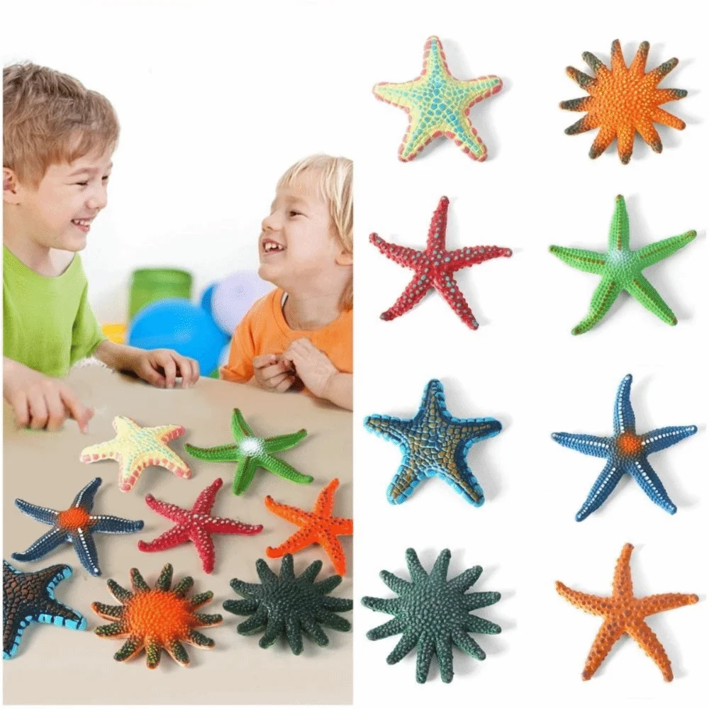 

Набор из 8 пластиковых фигурок морских животных: реалистичные модели морских звезд, разноцветные, с имитацией дизайна.