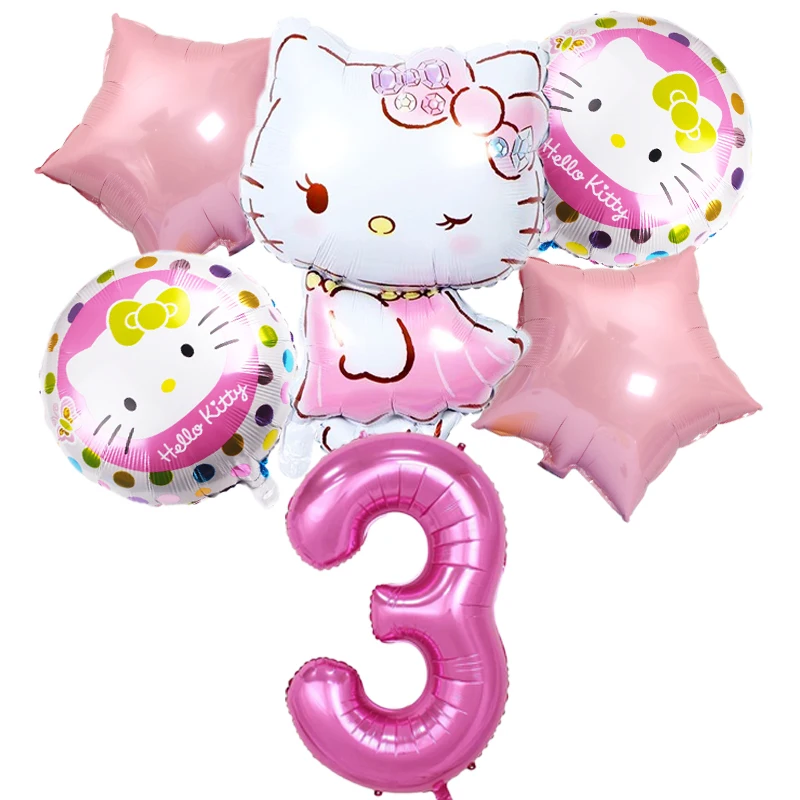 Hello Kitty Party Balloons set Kitty 32inch pink Number Foil Balloon Kids Birthday Party Decoration Baby Shower Helium Globos