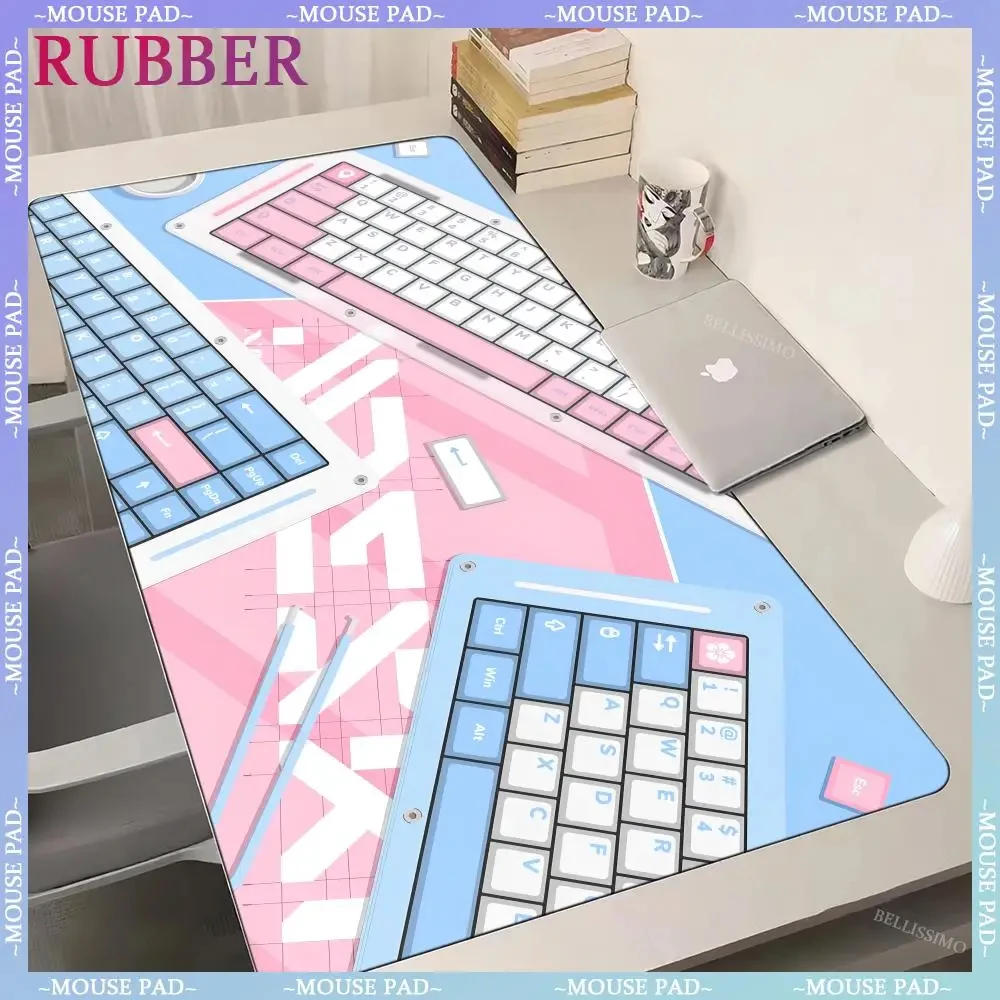 

Powder blue keyboard pattern large mouse pad gamer office pad mouse pads light game room accessories desk mat art keyboard pad