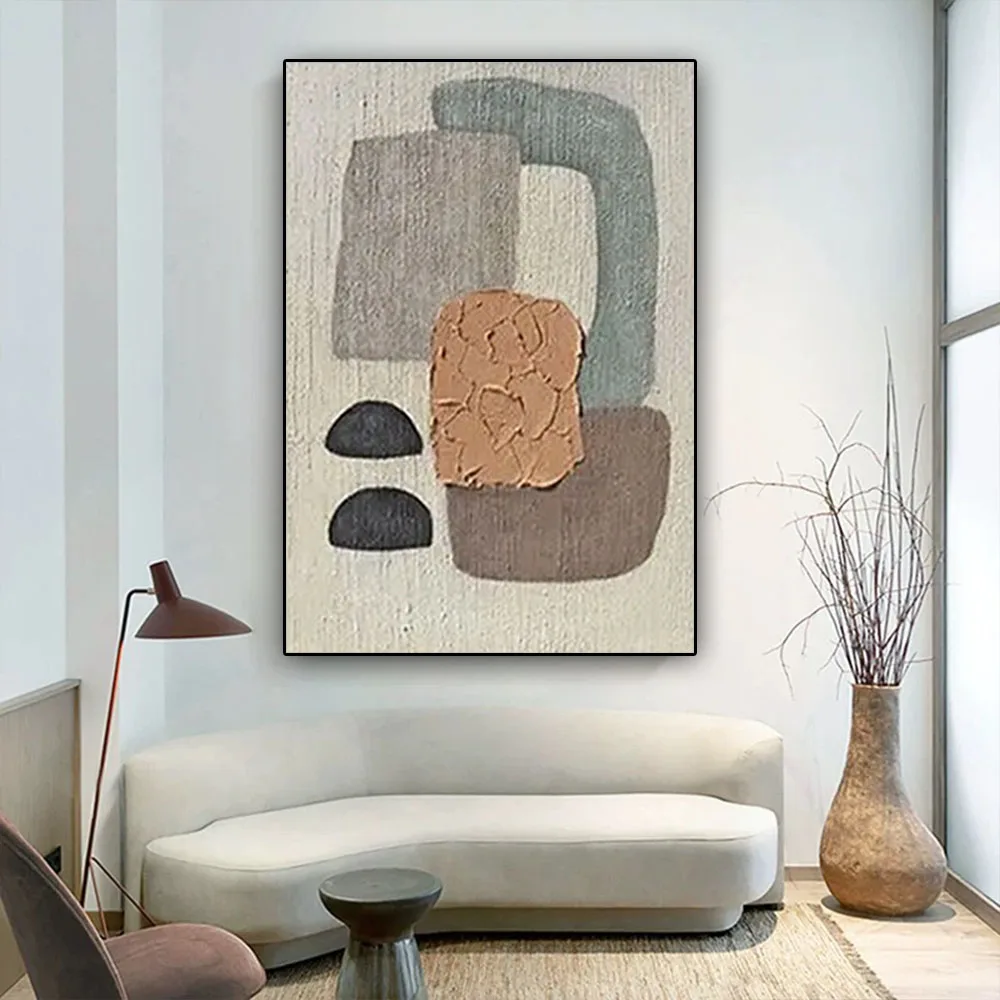 

100% Hand-Painted Abstract Landscape Oil Painting On Canvas Handmade Nordic Grey Wall Art Living Room Home Decor Picture Artwork