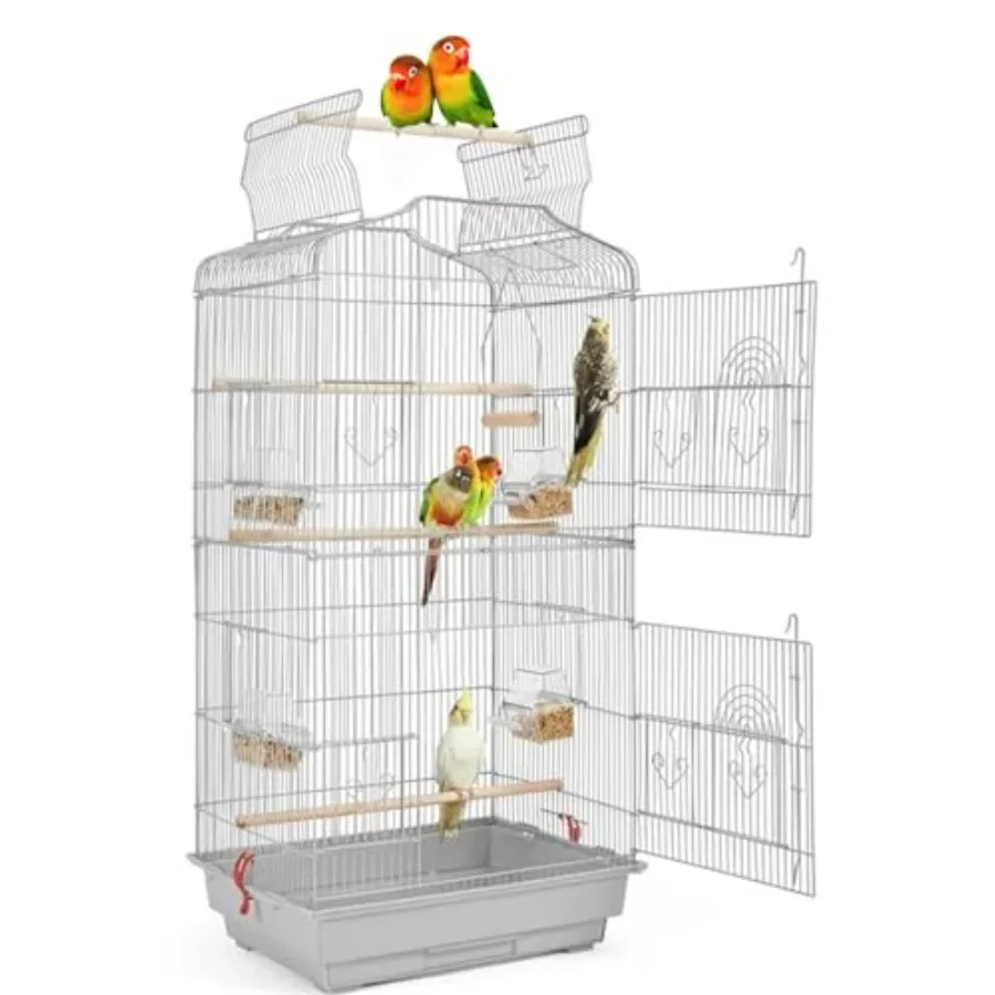 

Travel bird cage for canary parakeet cockatiel lovebird finch small parrot budgies: 40-inch portable flight side nest door cage