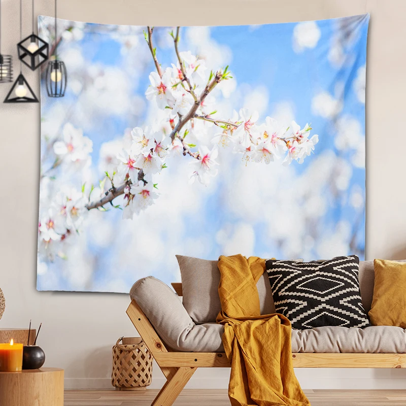 Home Decoration Printing Tapestry Beautiful Cherry Blossom Series Printing Tapestry Home Decoration Holiday Decorations