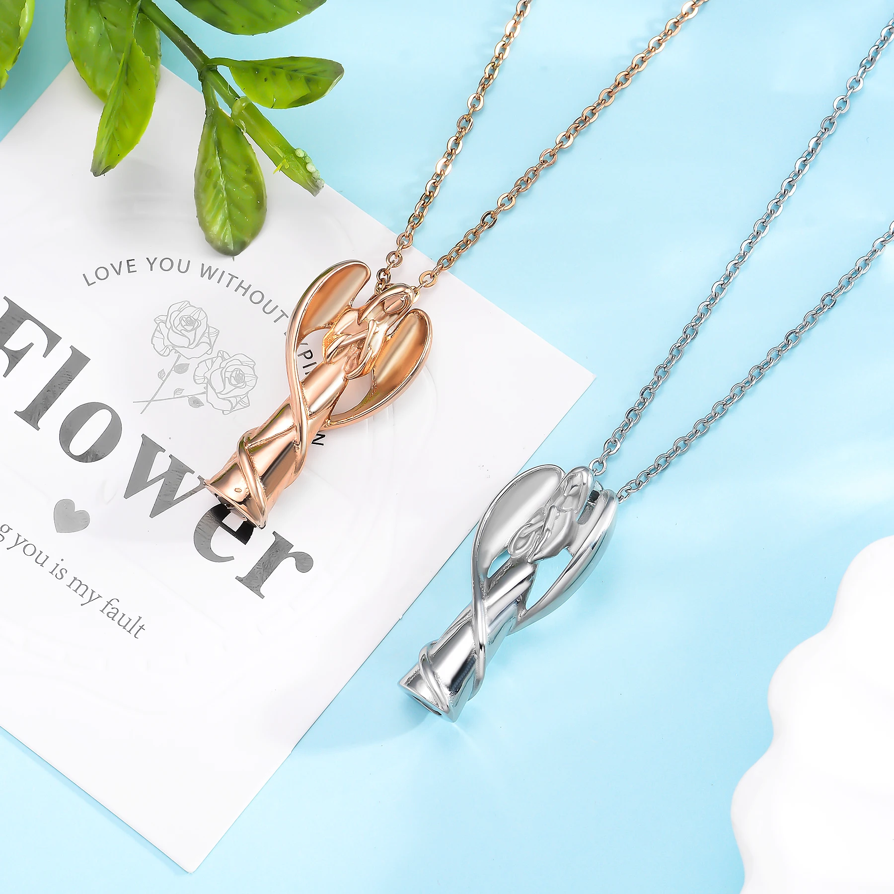 Edelstahl-Engel-Urne für Asche, Gedenkschmuck für Männer und Frauen – Detail 4
