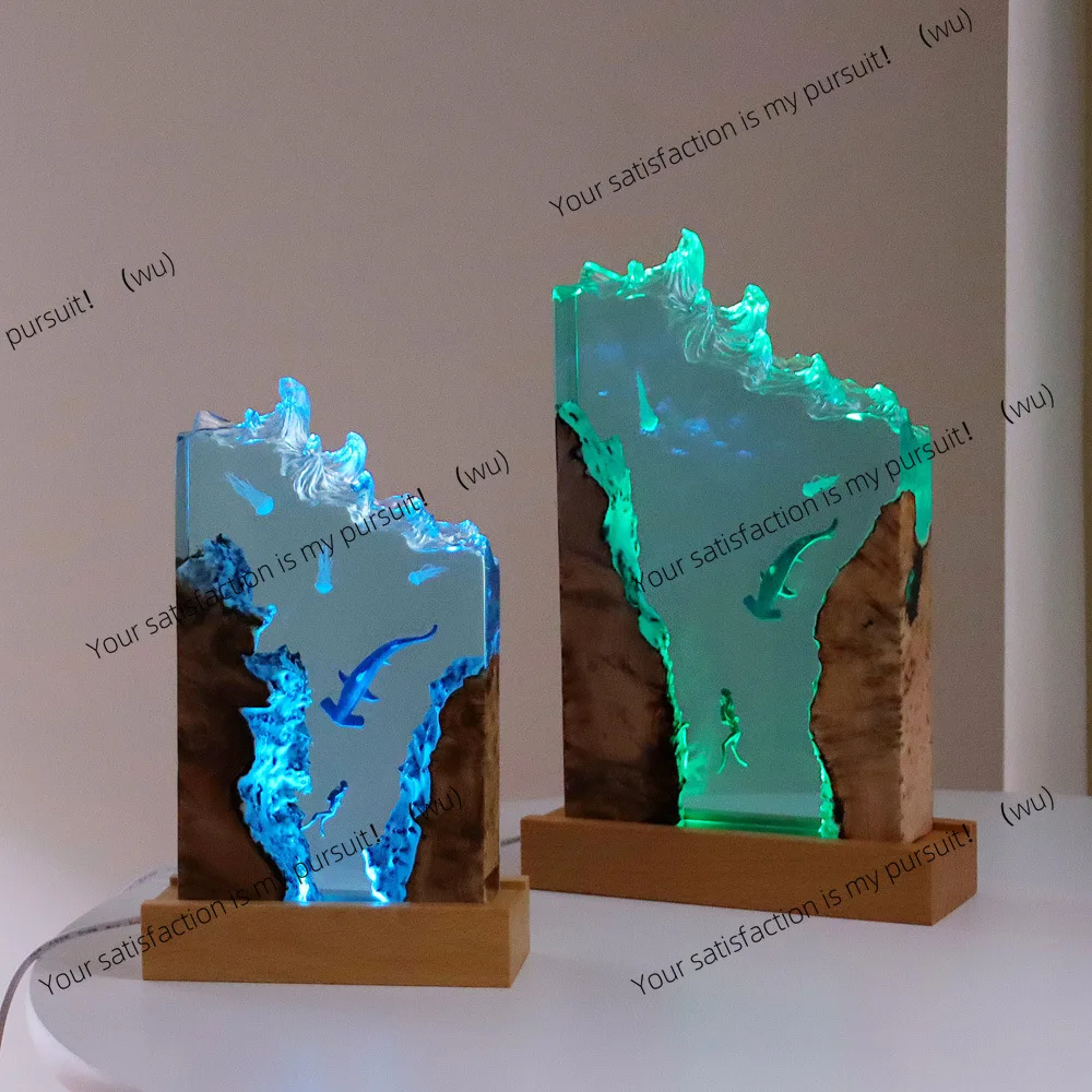 Handmade epoxy resin crafts, marine people and natural micro-landscape souvenir, office, housewarming, new house ornament tide