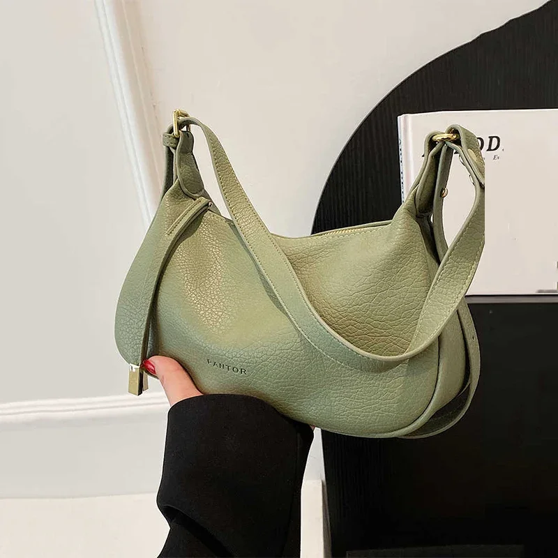 

Classic PU Leather Women Shoulder Bags 2025 Autumn Trend Green Commuter Crossbody Bag Lady Soft Phone Purse