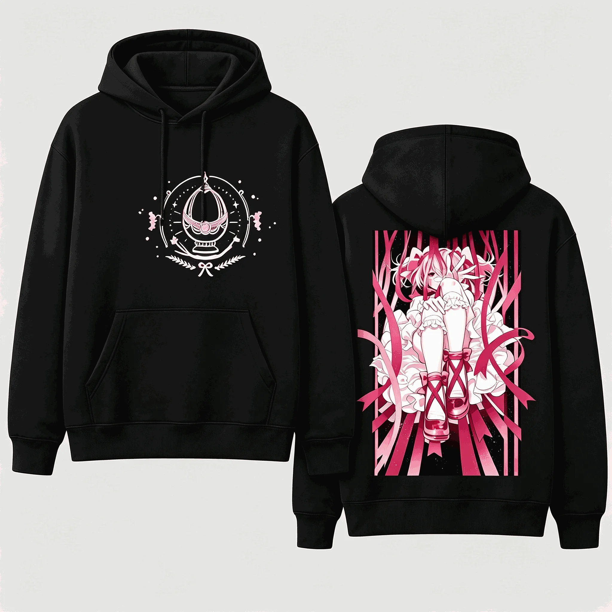 Madoka Magica Printed Oversized Unisex Vintage Loose hoodies for Men Women Fleece warm Casual Retro Fashion Breathable Couples