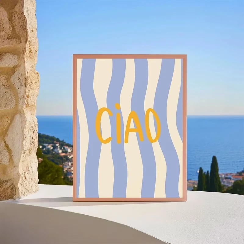 Modern,Cheerful Ciao Quotes Wall Art Print Canvas Painting Poster Picture For Living Room,Bedroom,Kitchen Room Home Decor
