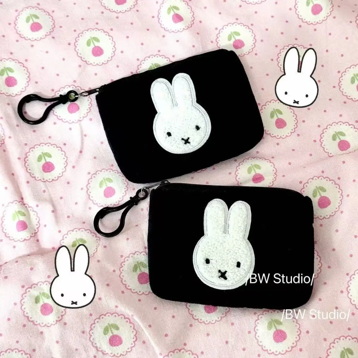 Kawaii Miffy Cartoon Plüsch-Aufbewahrungsbeutel mit Reißverschluss, tragbarer Schlüsselanhänger, kreative, schöne Rucksackdekoration, Geschenk für Freunde – Detail 9