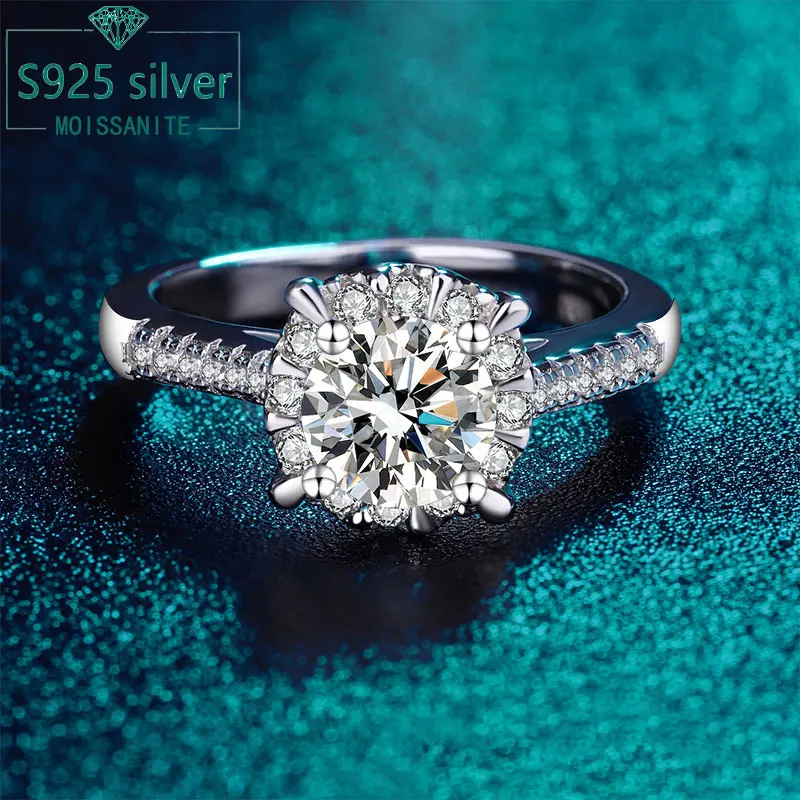 

0.5ct 925 Sterling Silver Ring with Moissanite Diamond Four Prong Design Women's Ring Ideal Mother's Birthday Gift