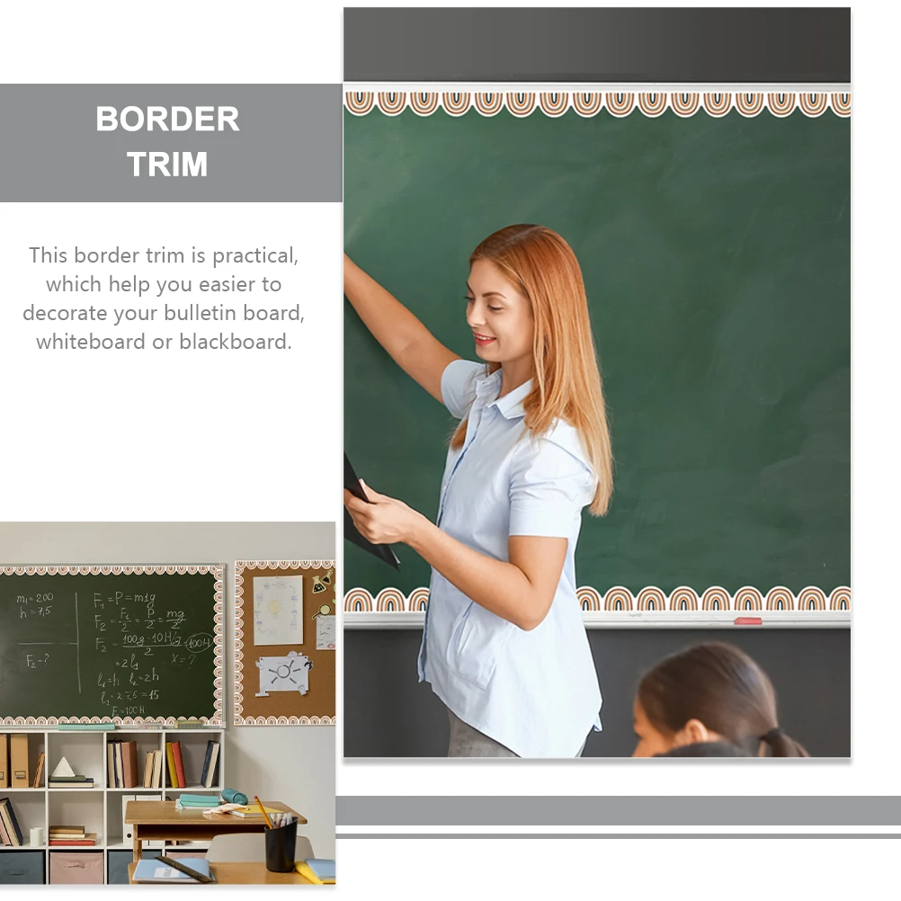 

12 Pcs Whiteboard Stickers Bulletin Border Self-adhesive Borders Blackboard Trim Decoration Removable Stripe Classroom