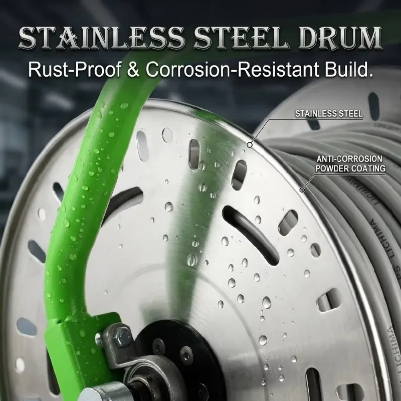 Heavy   400 Bar Manual High Pressure Hose Reel Stainless Steel Rust Proof Rotating Connector For Sewer Jetting