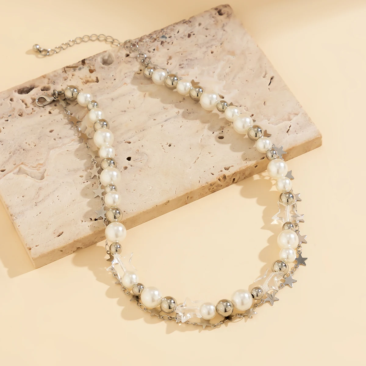 Imitation Pearl and CCB Beads with Stars Short Choker Necklace for Women Trendy Collar on Neck 2023 Fashion Jewelry Accessories