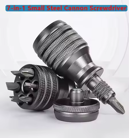 7-in-1 Industrial Mini Screwdriver Set - Aluminum Alloy Handle with High Hardness Phillips/Slotted Bits Multi-Function EDC Tool