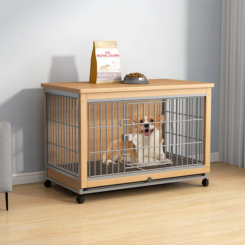 Factory Direct 2026 Dog Cage Wooden House Premium Cottage Indoor Furniture Teddy Cage Kennel Small Dogs with Separate Toilet Dog