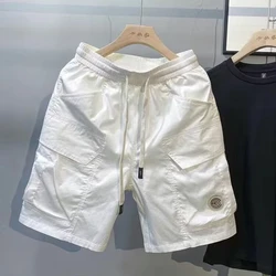 Trendy Men's Shorts Korean Harajuku High Street Sports Shorts Fashionable Men's Clothing White Pocket Pants Basketball Shorts