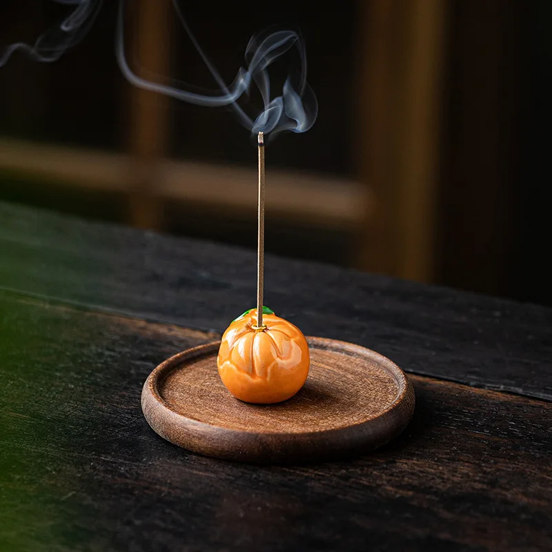 Creative Ceramic Small Persimmon Line Incense Stove Household Indoor Incense Seat Incense Tray Tea Room  Platform