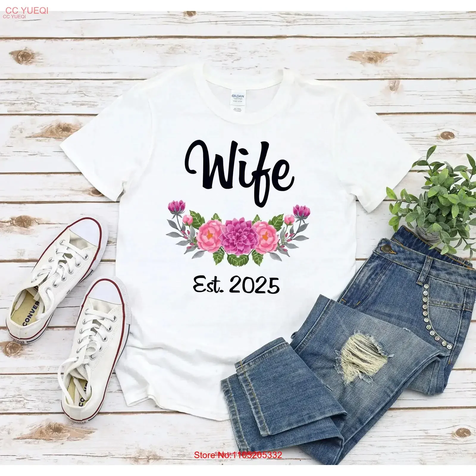 

Футболка Wife Est 2025 Bride To Be Newly Engaged Bridal Shower Mrs Future EngagemenT, винтажная стираная дизайнерская одежда, дышащая