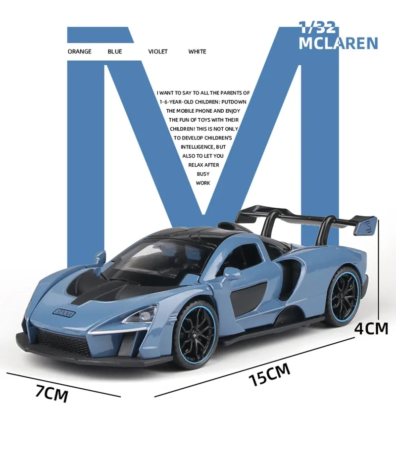 1:32 McLaren Senna Alloy Sports Car Model Diecasts Metal Toy Vehicles Pull Back Car Model Simulation Sound And Light Collection