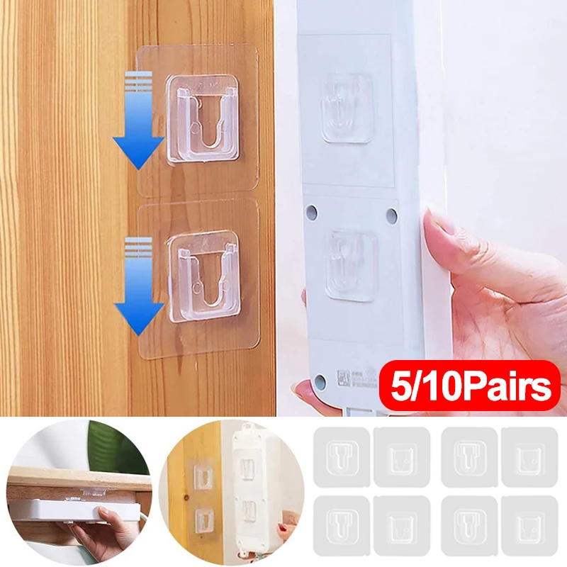 10/1 Pairs Double Sided Wall Hook Self Adhesive Photo Frame Socket Holder Kitchen Bathroom Storage Hanger Organizer Suction Hook