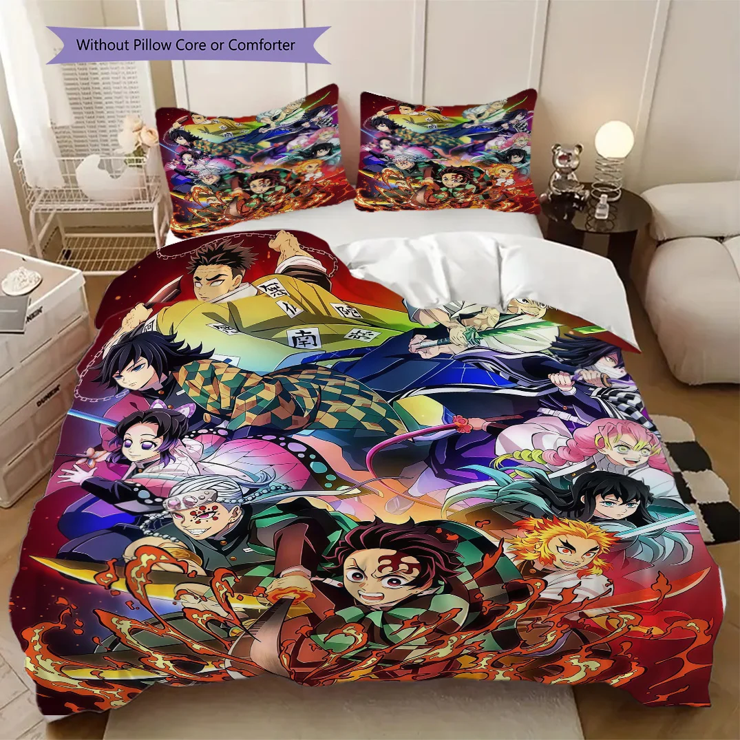 Demon Slayer Poster Duvet Cover | King, Queen, Full, Twin, Anime Cartoon Bedding Set Gift LXRa10