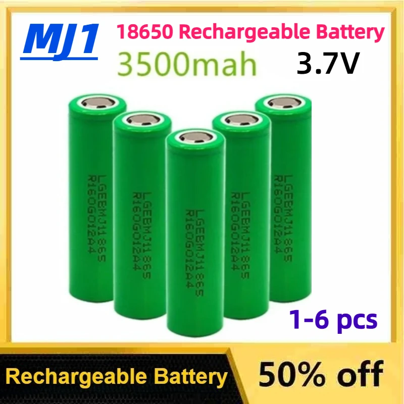 

INR18650 MJ1 3.7V 3500mAh 18650 Li-ion Rechargeable Battery 20A Discharge Suitable for Flashlight Model Aircraft Battery
