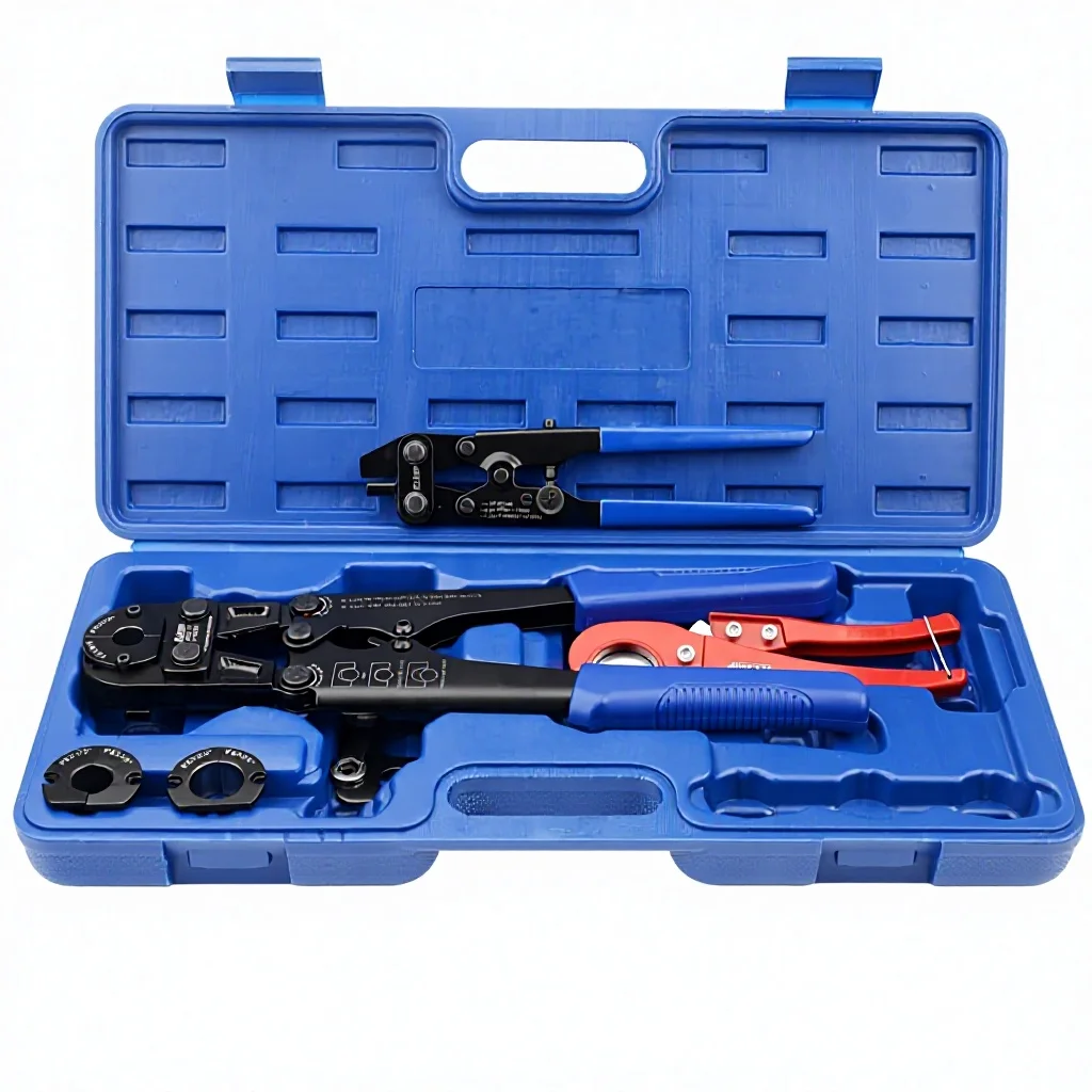 F1807 Plastic Ring Crimping Tool Kit 3/81/23/4,1-inch- Free Removal Tool & Pex Pipe Cutter & Gauge-All US Standards