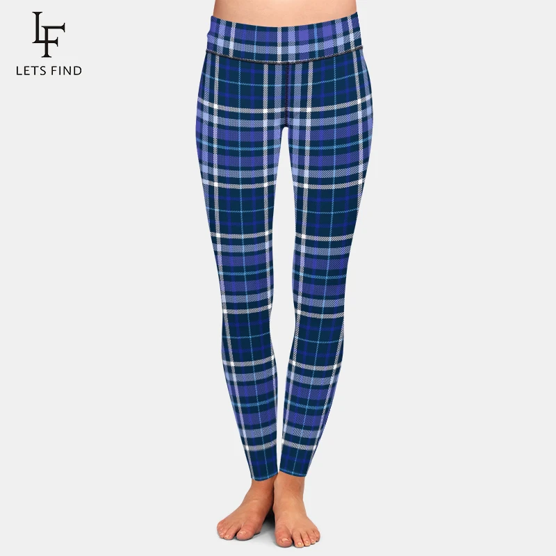 LETSFIND Hot Koop Vrouwen Leggings Hoge Taille Sexy Vrouwen Broek 3D Plaid Print Fitness Slanke Meisjes Stretch Leggings