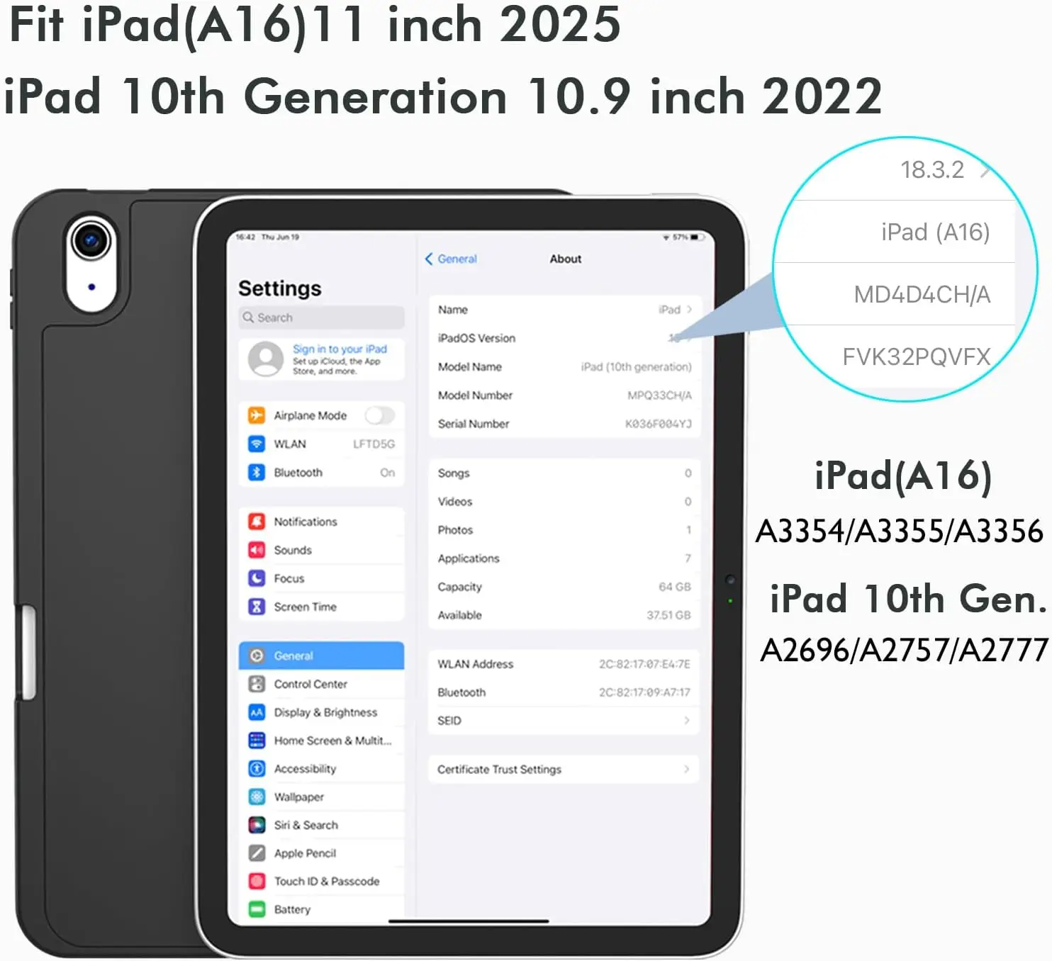 

Чехол для iPad (A16)/iPad 10-го поколения [11 дюймов, 2025/10,9 дюймов 2022], смарт-чехол с тройной подставкой и держателем для карандашей и мягким ТПУ