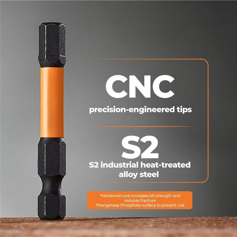20Pcs Impact Hex Head Allen Wrench Drill Bit Set CNC Machined Tips with Magnetism Metric SAE 1/4” Hex-Shank S2 Steel Hex Bits