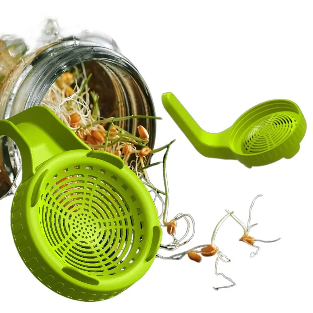 

Germination Plastic Sprouting lids Mesh Green Sprout Cover with handle 86mm Mason Jar Lid Growing Seed Crop