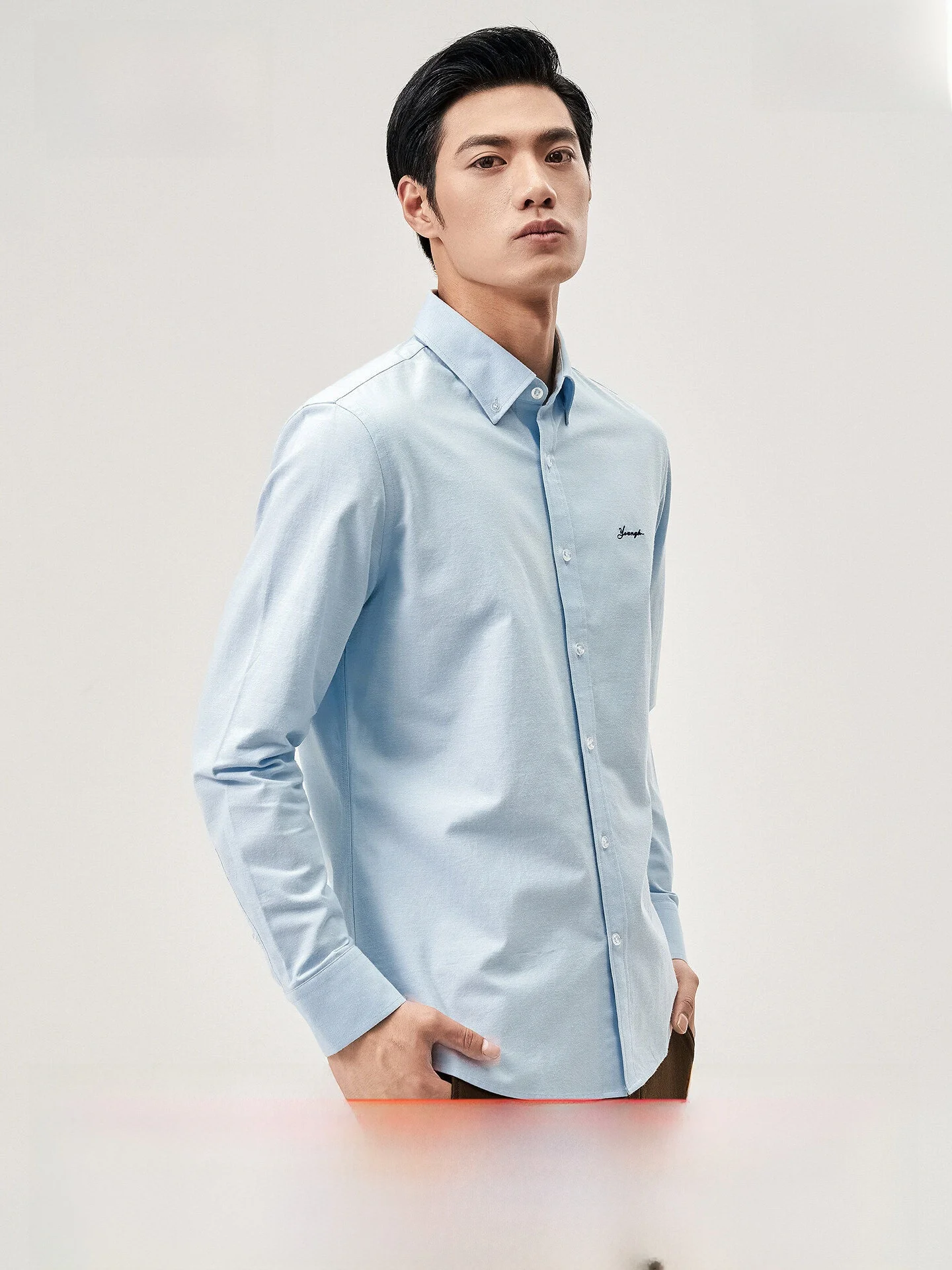 Oxford Weave Pure Cotton Long Sleeve Casual Shirt for Men Mid-Young Autumn Commute Style Standard Fit Business Gentleman Brea...