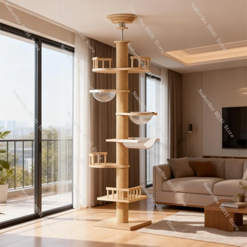 Multi-Layer Cat Climbing Frame,Space-Saving Cat Tree with Integrated Nest and Jump Platform,Indoor Pet Activity Center