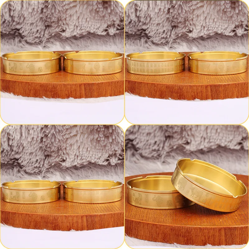 Ashtray New Chinese Style Retro Creative Promotional Gift Living Room Office Brass Metal Craft Ornament
