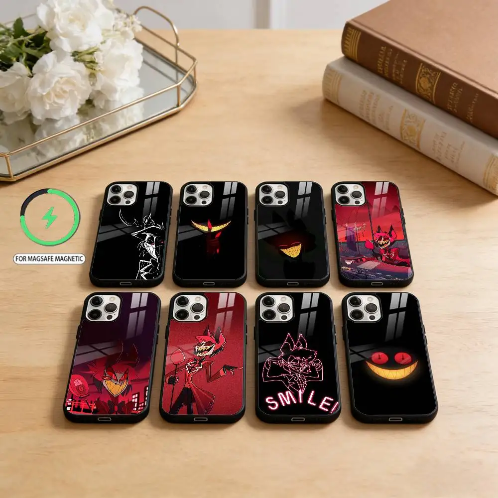 

H-HazbinS H-Hotels AlastorS Phone Case For iPhone17,16,15,14,13,12,11 Plus,Pro Max Magnetic For Magsafe Wireless Charging