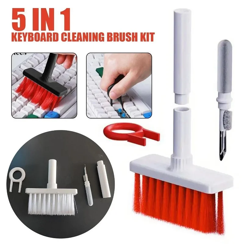 5-In-1 Keyboard Cleaning Brush Kit Keycap Puller Earbuds Cleaner For Airpods Pro 1 2 3 Bluetooth Earphones Case Cleaning Tools