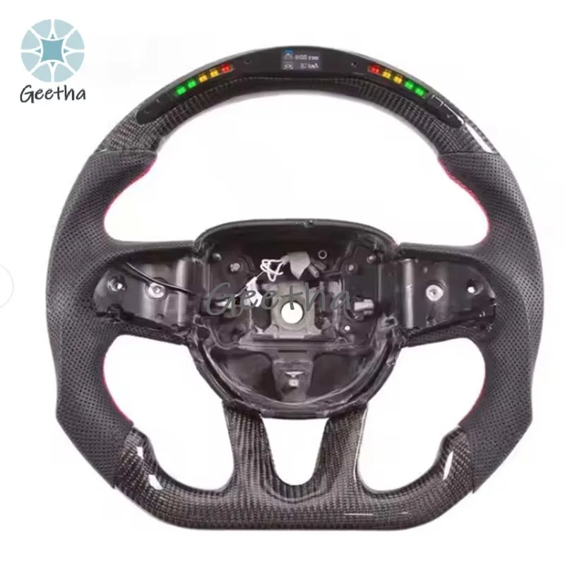 For Dodge Challenger Charger Srt Custom Car Steering Wheel Exhaust LED Rpm Carbon Fiber Steering Wheel 2014-2019