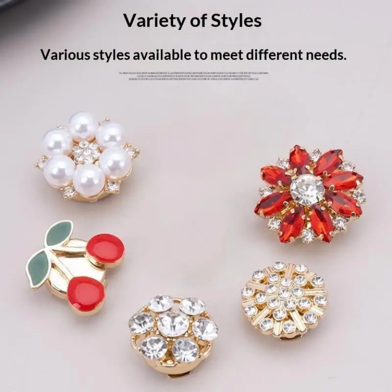 Crystal Pearl Button Covers Detachable Clip-On Shirt Coat Decorative Buttons Sewing Button For DIY Blouses Clothing Women Men