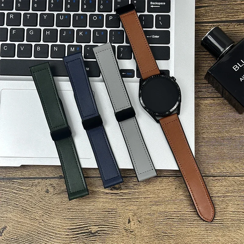 화웨이 시계 GT5-6 프로 46mm 용 22mm 20mm 실리콘 + 가죽 스트랩 화웨이 시계 GT6-5-4-3 용 마그네틱 버클 손목 밴드
