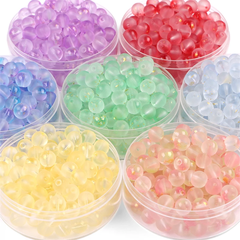 50pcs 8mm Double Color Jelly Result Round Glass Beads Loose Spacer Beads Pattern for Jewelry Making DIY Bracelet Necklace