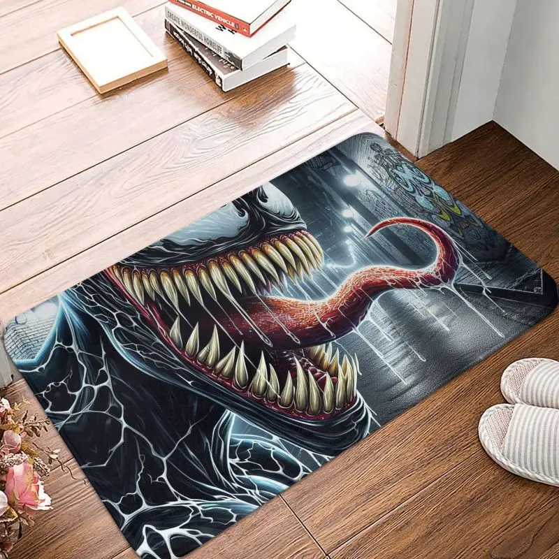 Custom Superhero Film Venom Front Door Mat Anti-Slip Outdoor Absorbent Doormat Kitchen Bedroom Entrance Rug Carpet