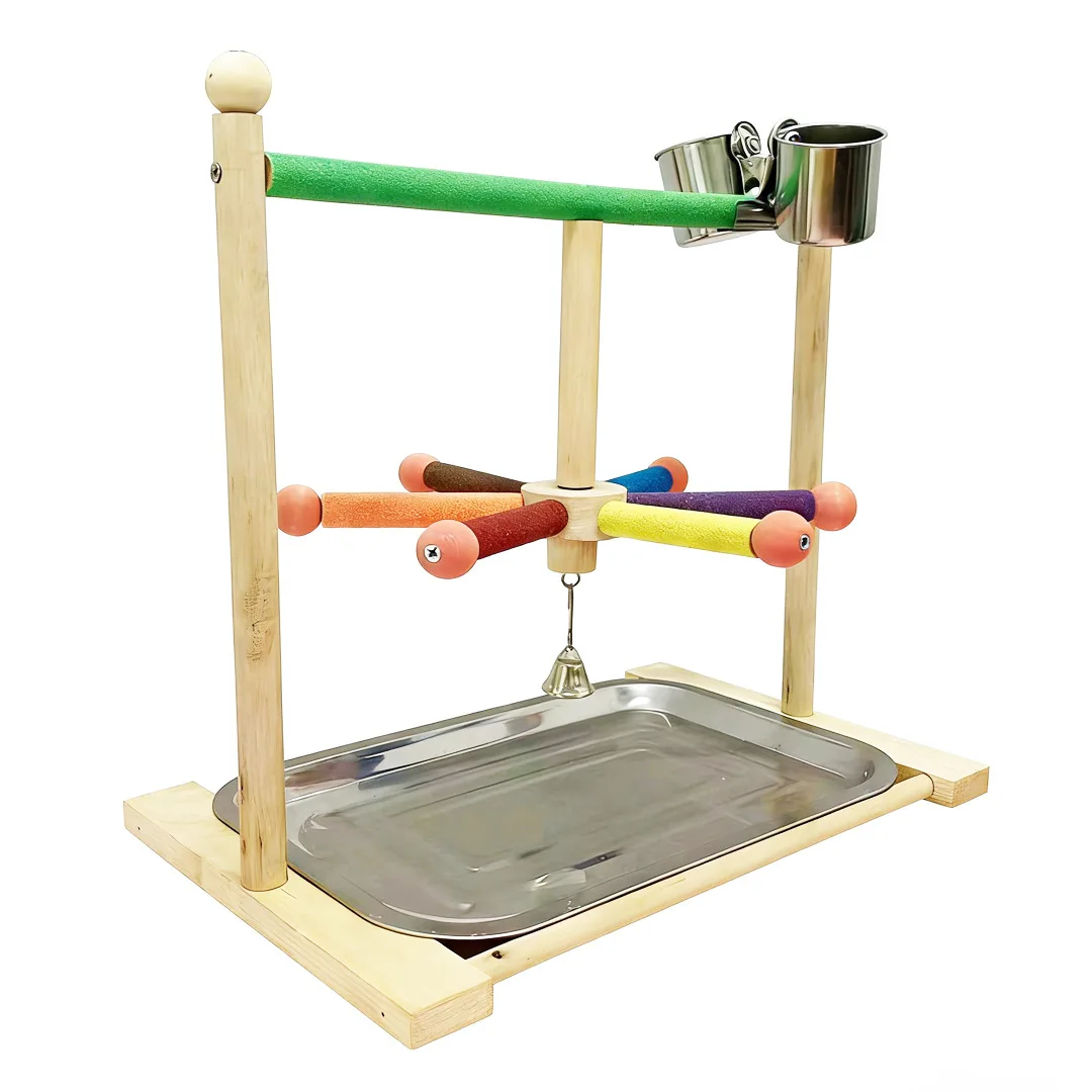 Parrot Stand Solid Wood Rotating Claw Grinding Table Xuanfeng Tiger Skin Peony Training Stand Out Supplies