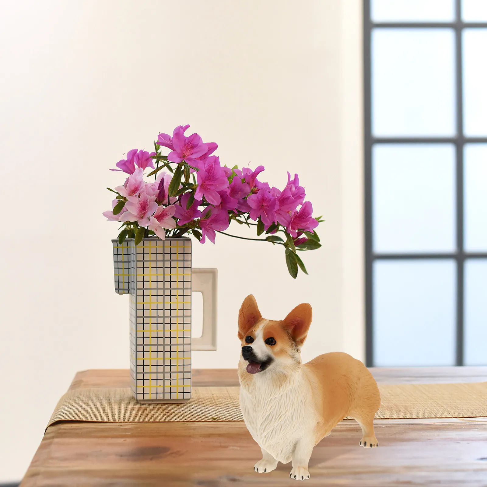 1Pcs Cute Realistic Corgi Decoration Small Animal Ornament for Home Office Car Cabinet Display Vivid Detailed Craftsmanship
