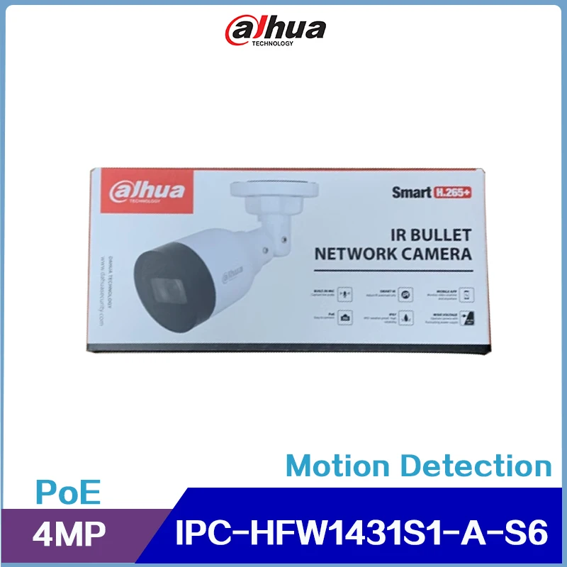 IPC-HFW1431S1-A-S6 Dahua 4MP Entry IR Fixed-focal Bullet Netwok Camera