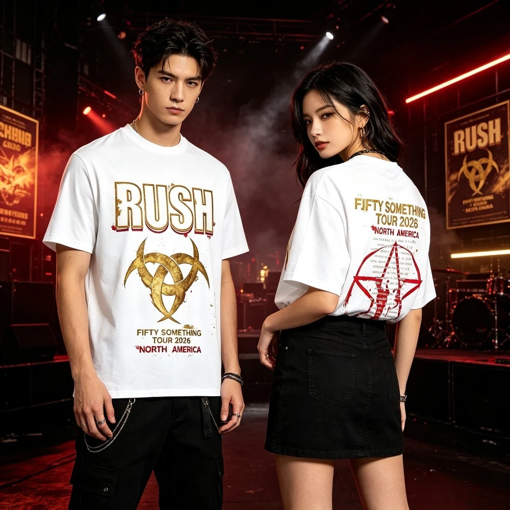 Rush Band Tour 2026 Graphic T‑Shirt Unisex Vintage Rock Music Short Sleeve Tee Retro Concert Tour Print Casual Top For Men Women